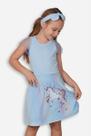 Vestido Infantil Azul Claro Unicórnio, Saia Avental de Tule Colorido - Big Bless