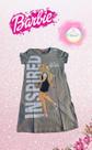 Vestido Infantil Barbie - Cinza