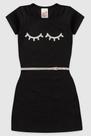 Vestido infantil basic olho de gatinha com cintinho preto Vestido infantil basic olho de gatinha com cintinho preto