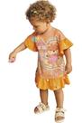 Vestido Infantil Bebê Leve com Pompom Verão Manga Curta Estampado Raposinha Kukie 2024 Menina 68406