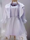 Vestido Infantil Bebê Menina Din Don com Cinto em Perolas e Bolero Branco