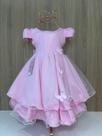 Vestido Infantil Bebê Princesa Mêsversário De Festa Rosa Luxo Borboletas Busto Strass