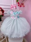Vestido Infantil Bebê Verde C/ Renda Jardim Encantado Pérolas Luxo Festa 3567VD