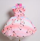 Vestido Infantil Borboleta Rosa Jardim Festa E Tiara