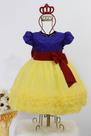 Vestido Infantil Branca de Neve Luxo Festa Temática E Coroa