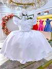 Vestido Infantil Branco Busto Nervura C/ Pérolas Casamentos (7509BR) Vestido Infantil Branco Busto Nervura C/ Pérolas Casamentos (7509BR)