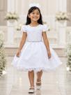 Vestido Infantil Branco Cinto Pérolas Damas Casamento Luxo batismo Apresentação Vestido Infantil Branco Cinto Pérolas Damas Casamento Luxo batismo Apresentação