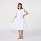 Vestido Infantil Branco Manga Borboleta Com Babado Batizado Noivinha