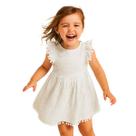 Vestido Infantil Branco Renda com Manga Curta Batizado