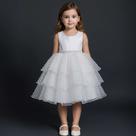 Vestido Infantil Branco Tres Saias Pipoquinha REF4170