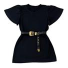 Vestido Infantil Camisão Básico Mini Diva Com Cinto Blogueirinha