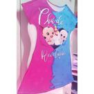 Vestido Infantil Chá de Revelação pink com azul