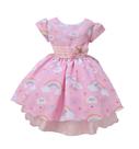 Vestido Infantil Chuva De Benção Nuvem Rosa Aniversário Laço - JL Kids