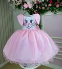 Vestido infantil Coelho/Coelhinho Pascoa Marie Tematico Rosa Luxo