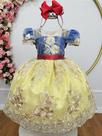Vestido Infantil com Renda Dourada para Festas - Realeza