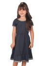 Vestido Infantil Cotton Jeans Escuro Com Detalhes Dourados - Big Bless