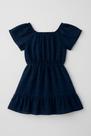 Vestido Infantil Crepe Fancy Azul Marinho com Brilho-Kukiê