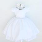 Vestido Infantil Daminha Batizado Branco Luxo E Tiara