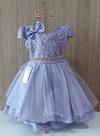 Vestido Infantil de Festa Aniversário Princesa Busto de Renda Cinto Strass Cores Diversas