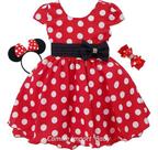 Vestido Infantil De Festa Minnie Vermelho Com Kit Completo Vestido Infantil De Festa Minnie Vermelho Com Kit Completo