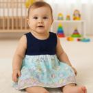 Vestido Infantil de Meia Malha Com Estampa Oceano
