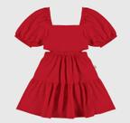 Vestido Infantil Detalhe Vazado Em Malha Texturizada Malwee Kids Vermelho 16