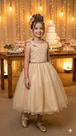 Vestido Infantil Dourado para Festa das Princesas Mariely - Elegância e Sofisticação
