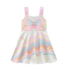 Vestido infantil em fly tech rosa claro borboleta infanti