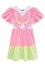 Vestido Infantil em M. Malha e Malha Power Borboleta Aplique de Lantejoulas - Kukiê