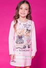 Vestido Infantil em Malha Manga Longa Estampa Ursinhas Princess com Aplique de Strass - Infanti