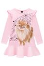 Vestido Infantil em Thermoskin Babado Estampa Dog Lulu com Aplique de Strass - Infanti