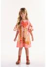 Vestido Infantil em Viscolinho de Mangas Curtas Gatinhos Três e Já