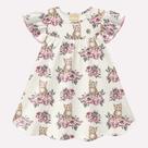 Vestido Infantil Estampa Gatinha e Flores, 95% Algodão, Milon, cor branco, Fresquinho
