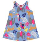 Vestido Infantil Estampado Fauna e Flora Meia Malha Kyly