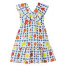 Vestido Infantil Fábula Malha Branco Estampa Frutas Frufru