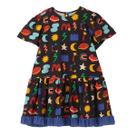 Vestido Infantil Fábula Malha Preto Cosmotipo Barra Babado
