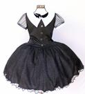 Vestido Infantil Fantasia Wandinha Festa Aninversario Tematico