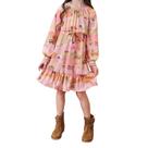 Vestido Infantil Feminino Kukiê Malha Waflle Lhama Rosa 7911 Vestido Infantil Feminino Kukiê Malha Waflle Lhama Rosa 7911