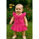 Vestido Infantil Feminino Rosa Com Lacinho Estilo e Conforto