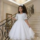 Vestido Infantil Festa Batizado Branco Laize Daminhas florista Luxo