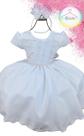 Vestido Infantil Festa Branco Peito Perolas