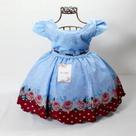 Vestido Infantil Festa Busto com Strass e Cinto com Pérolas Floral