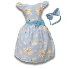 Vestido Infantil Festa Floral Azul E Margaridas C/tule Luxo