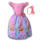Vestido Infantil Festa Jardim D Borboletas Real C/tule Tiara