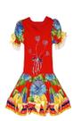 Vestido Infantil Festa Junina Caipira Corações Brilho