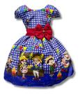 Vestido Infantil Festa Junina Casal Caipira Xadrez Azul