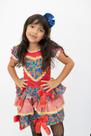 Vestido Infantil Festa Junina Florido Vermelho Xadrez + Arco