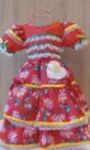Vestido Infantil Festa Junina São João Caipira Babado Rendado Vermelho e Rosa