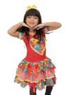 Vestido Infantil Festa Junina Vermelho Bandeirinha com Tiara