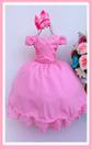 Vestido Infantil Festa Luxo Rosa Chicletes Nervura Vestido Infantil Festa Luxo Rosa Chicletes Nervura
